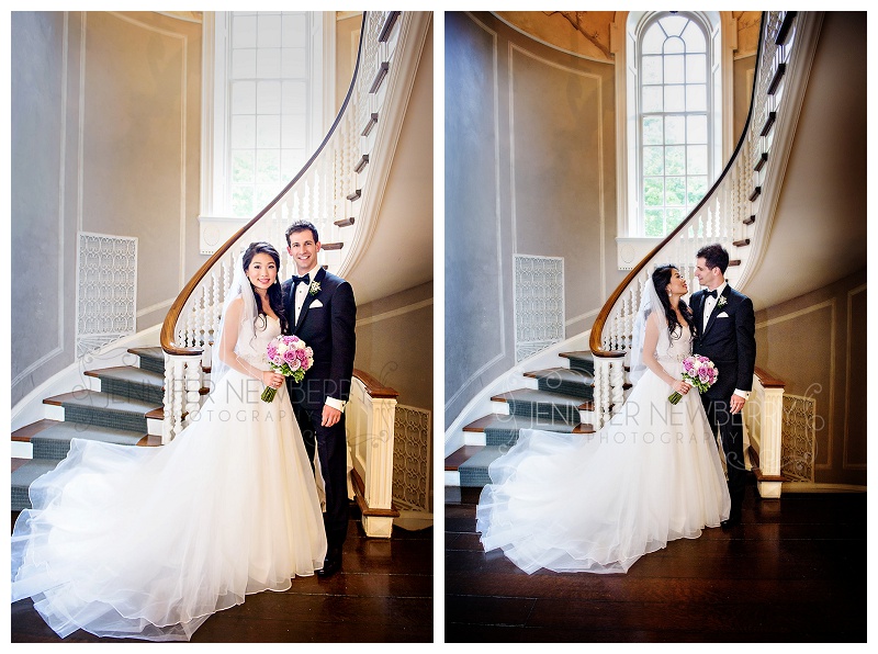 Estates of Sunnybrook McLean House wedding couple by staircase. www.jnphotography.ca @filemanager